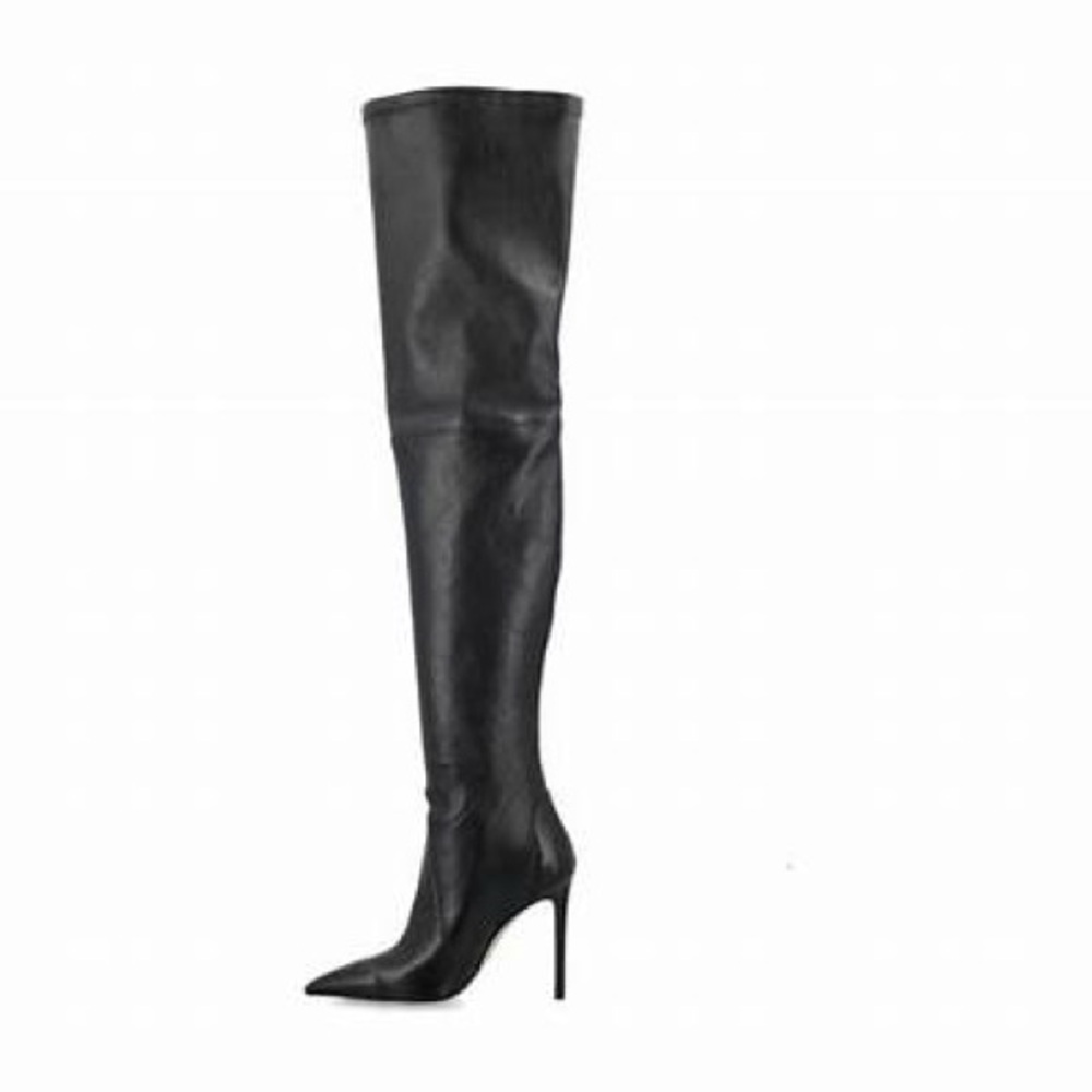 Stuart Weitzman ultrastuart 100mm Black Leather Heeled Boots